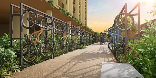 Bicicletário ao ar livre do Erê Residencial, no Santo Cristo