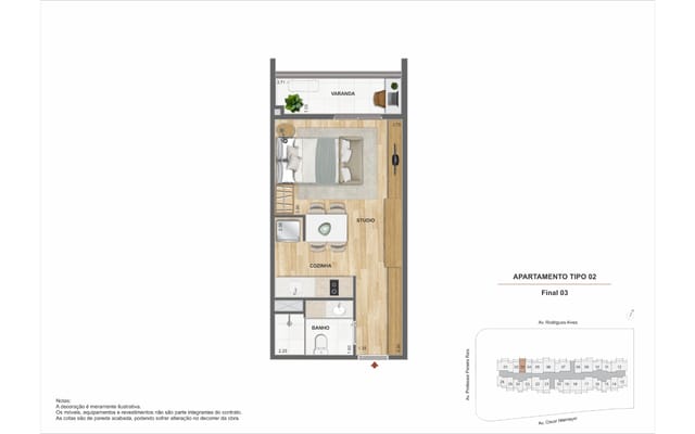 Planta ilustrativa 5 do Erê Residencial, no Santo Cristo