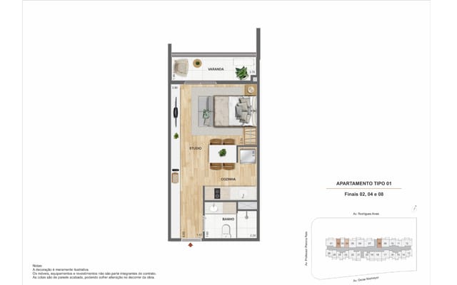 Planta ilustrativa 6 do Erê Residencial, no Santo Cristo