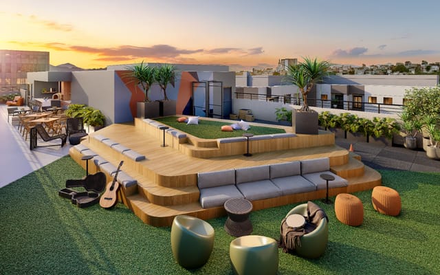 Rooftop sun deck at Saudosa Praça XI, Centro