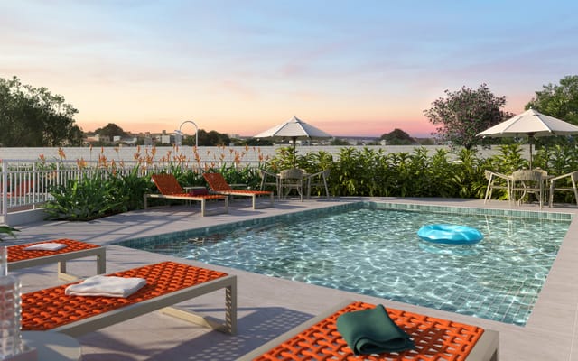 Piscina ao pôr do sol do Nova Norte Ginga, em Irajá