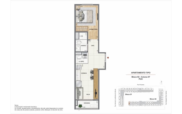 Planta ilustrativa 2 do Residencial Pixinguinha — Carinhoso, no Santo Cristo