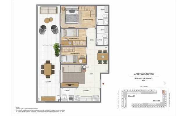 Planta ilustrativa 6 do Residencial Pixinguinha — Carinhoso, no Santo Cristo