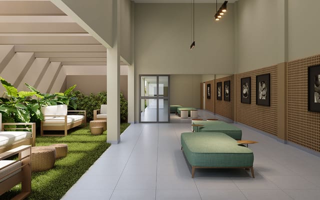 Perspectiva ilustrativa 2 do Residencial Pixinguinha — Rosa, no Santo Cristo